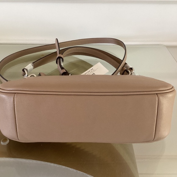 Coach Teri Silver/Taupe/Beige Smooth Leather Shoulder Crossbody Bag CR099 NWOT - Picture 9 of 16